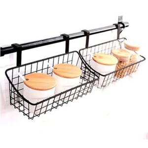 Beuiouer Basket with Hook Grid Storage Basket, Hang It Behind a Door or on a Railing, over the Cabinet Door, Black