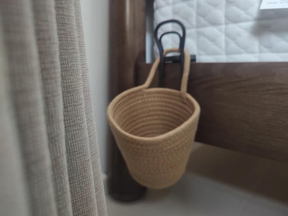 Generic Handmade Woven Oval Basket Set of 4, Cotton Rope, Hanging and Floor Decorative Basket, Home Decor