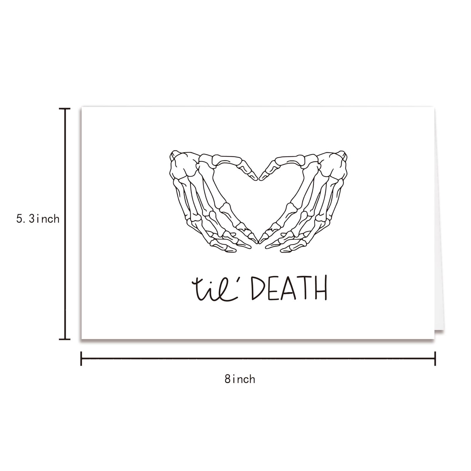 RollupJoy Cute Skeleton Halloween Wedding Card, Til Death Anniversary Card Gift for Husband Wife, Funny Bridal Shower Card, Romantic Engagement Card for Him Her