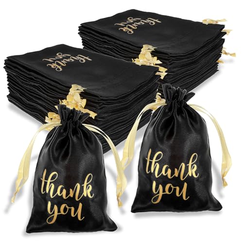 Abeillo 24 Pcs Thank You Bags Wedding Satin Gift Bags with Drawstring, 4 x 6 Inch Jewelry Pouches Candy Bag for Wedding Bridal Shower Party Favor Bag for Birthday Baby Shower