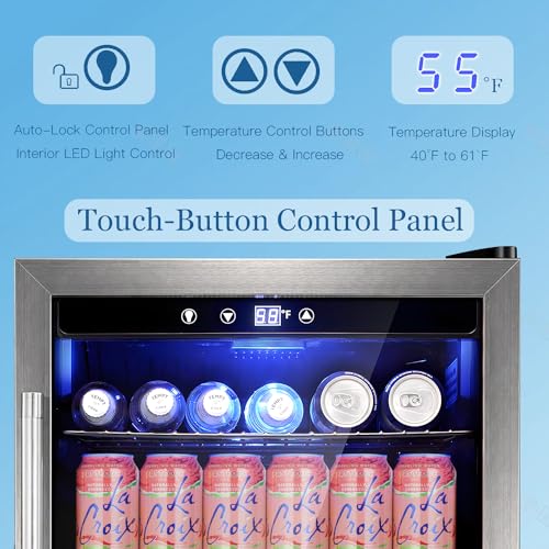 Antarctic Star Beverage 4.4Cu.Ft Refrigerator Cooler -145 Can Mini Fridge Glass Door for Soda Beer or Wine, Small Drink Dispenser, for Home Office or Bar.