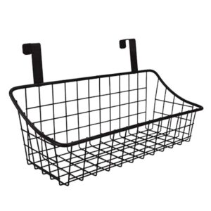 beuiouer basket with hook grid storage basket, hang it behind a door or on a railing, over the cabinet door, black