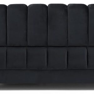 Woodpecker's Inc Marigold Velvet U-Shaped Double Chaise Sectional Sofa - with 6 Pillows & Gold Legs (Black)