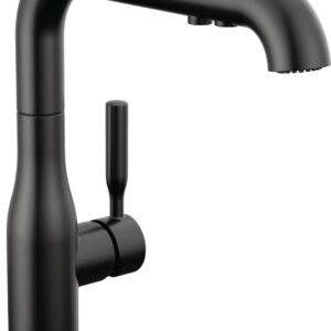 Delta Faucet Almari Pull-Out Kitchen Faucet, Black Kitchen Faucets with Pull-Out Sprayer, Kitchen Sink Faucet, Faucet for Kitchen Sink with Magnetic Docking, Matte Black 16943-BL-DST