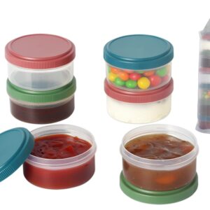 Tellshun 6 Pack Salad Dressing Container To Go 2.5 oz Condiment Cups with Leakproof Lids BPA-free Dishwasher Safety Small Plastic Sauce Cups with Portable Bag For Lunch Boxes, Picnics, and Travel