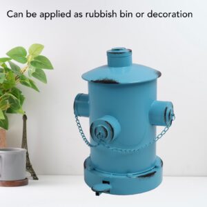 Fire Hydrant Trash Can with Inner Bucket, Industrial Retro Iron Large Capacity Pedal Garbage Can, Craft Ornament Waste Bins for Indoor Outdoor Park Garden (Light Blue)