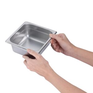 BIRDROCK HOME Stainless Steel Steam Table Pan - Hotel, Restaurant & Catering Supplies - 24 Gauge Steel, 1.2 qt Capacity - Meal Prep, Cooking, & Food Storage Container - 2.5" Depth, 1/6-Size (6 Pack)