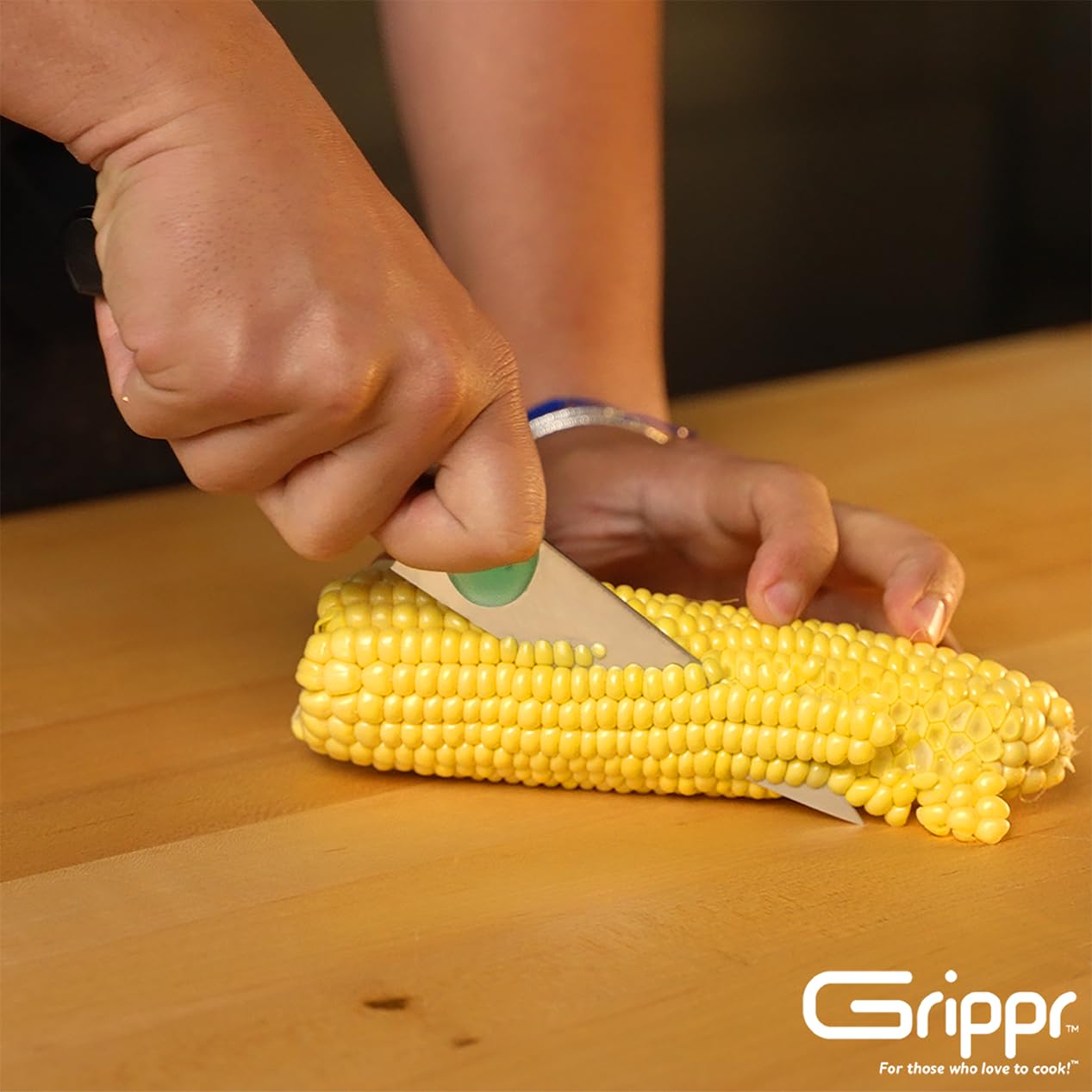 Grippr Knife Grip, the indispensable culinary kitchen tool for better comfort and control for most chef's knives, utility, boning, Nakiri, Santoku and paring knives