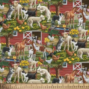 david textiles farm animals make barnyard friends digital cotton fabric by the yard