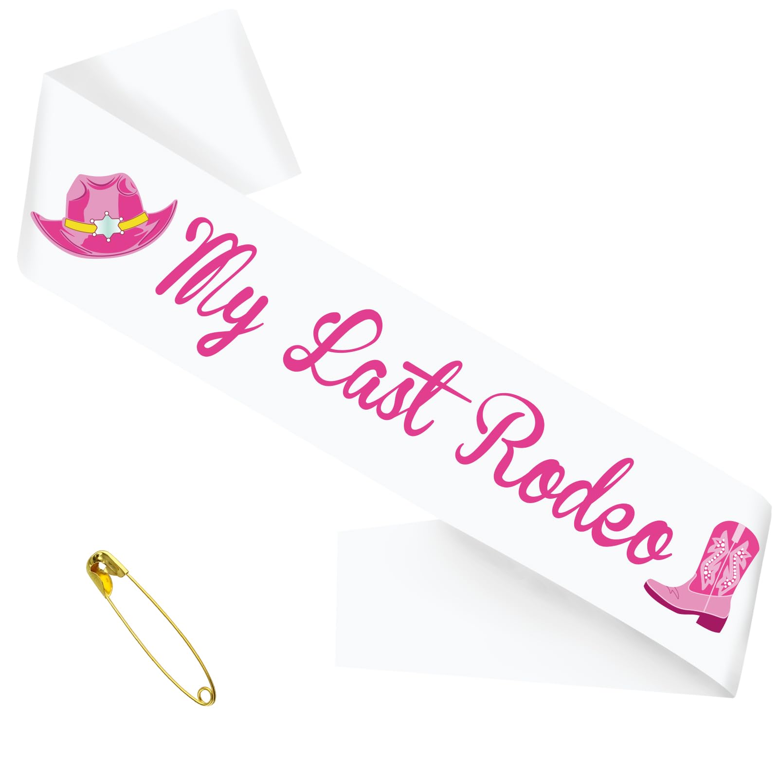 Hot Pink My Last Rodeo Sash, White Funny Bride to be Sash for Let’s Go Girls Western Cowgirl Bridal Shower Bachelorette Party Decorations Accessory Favors, Nashville Bride Sash(White+Hot Pink)