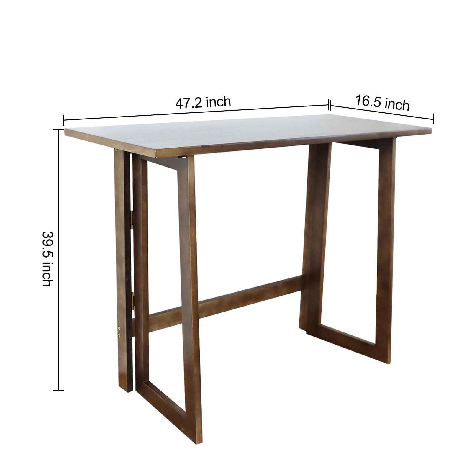 Solid Wood Folding Desk Mid Century Modern Desk,47 inch Foldable Writing Computer Desk for Home Office, Simple Study Makeup Workstation, Wooden Study Office Desk Table for Small Spaces,Walnut Color