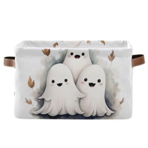 senya halloween storage basket, cute little ghosts foldable fabric collapsible storage bins organizer bag for storage clothes