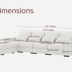 Woyomeub Sectional Sofa Couches for Living Room: L Shaped Couch with Storage Ottoman - Beige Modular Oversized 4 Seater Sofas with Pillows U Shape Furniture Set