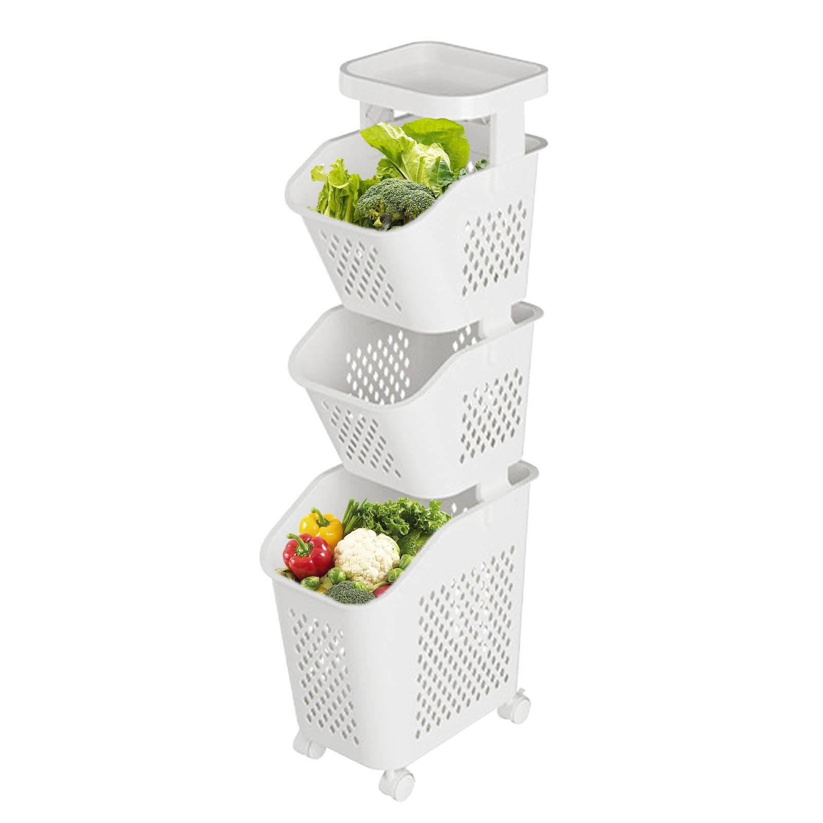 3/4 Tier Laundry Basket - Multi Layer Laundry Hamper | Rolling Laundry Cart With Wheels | 360° Rolling Laundry Basket Bathroom | Laundry Washing Hampers Basket Shelf Cart For Bathroom