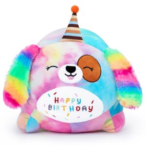 MIAOHAHA Happy Birthday Plush Pillow Toy,Soft Plush Dog Toy Plushies Gift for Kids and Girls(Dog,25cm/9.8in)