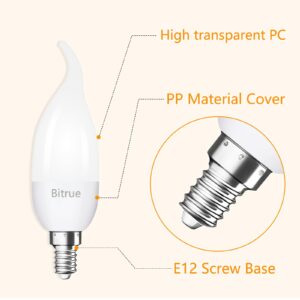 Bitrue LED Flame Light Bulbs, 3 Modes Flame Effect Light Bulbs, E12 Chandelier Base Candle Fire Light Bulb, Flickering Light Bulbs for/Home/Party Decor (E12-6 Pack)