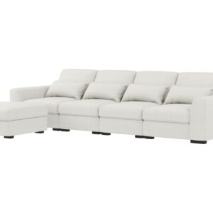 Woyomeub Sectional Sofa Couches for Living Room: L Shaped Couch with Storage Ottoman - Beige Modular Oversized 4 Seater Sofas with Pillows U Shape Furniture Set