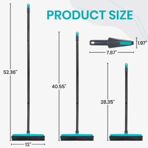 MAVRIZ Pet Hair Removal Broom Carpet Rake Rubber Broom with Squeegee Rug Rake to Fluff Carpet