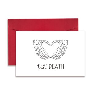 rollupjoy cute skeleton halloween wedding card, til death anniversary card gift for husband wife, funny bridal shower card, romantic engagement card for him her