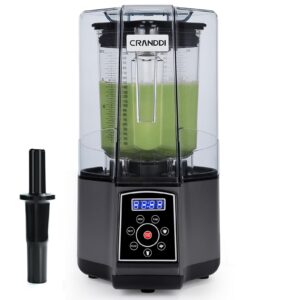 cranddi smart commercial blender digital touch screen with removable cover, 80oz capacity, 3 pre-set program with smoothie, juice, cleaning and more, 1500w, 120v, k85ts (grey)