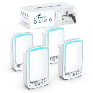 air purifier (4 pack) negative air ionizer for home use,filterless mobile air ionizer,negative ion deodorization,mini air purifier for home,office,pets,smokers,toilet,bathroom