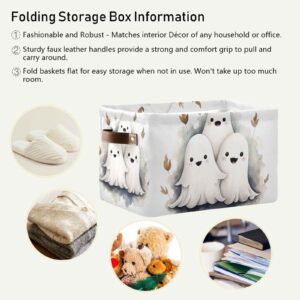 senya Halloween Storage Basket, Cute Little Ghosts Foldable Fabric Collapsible Storage Bins Organizer Bag for Storage Clothes