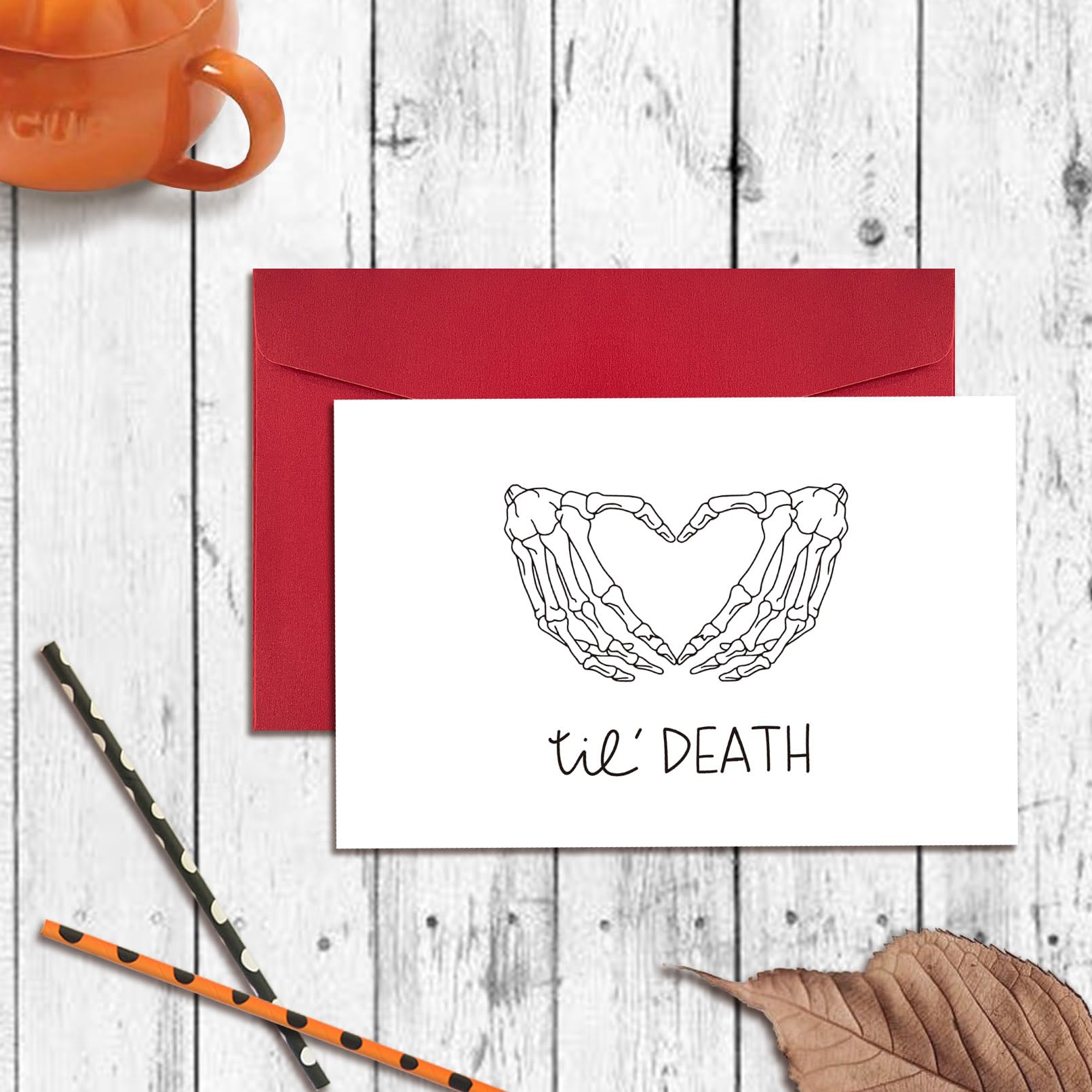 RollupJoy Cute Skeleton Halloween Wedding Card, Til Death Anniversary Card Gift for Husband Wife, Funny Bridal Shower Card, Romantic Engagement Card for Him Her