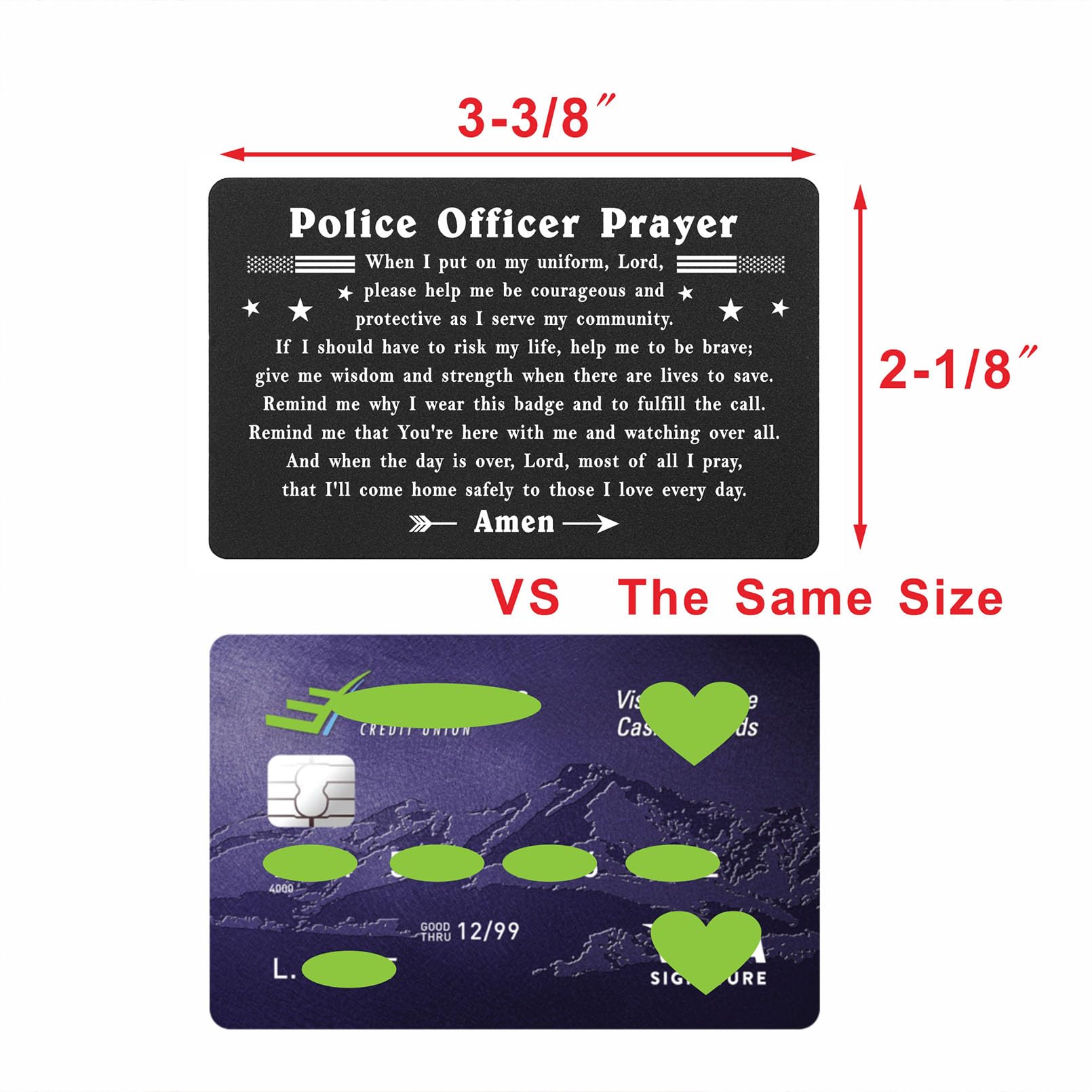 TGCNQ Police Officer Prayer Card - Police Gifts Prayer Engraved Wallet Card Insert - Police Officer Gifts for Men Women Police Graduates