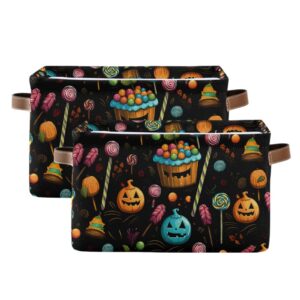 senya Halloween Storage Basket, Pumpkin Candy Foldable Fabric Collapsible Storage Bins Organizer Bag for Storage Clothes