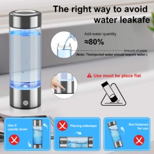 Hydrogen Water Bottle, Portable Hydrogen Water Bottle, Rechargeable Hydrogen Water Bottle Generator with Bottom Lights, 3-Min Fast Electrolysis, Ideal for Home, Office, Travel, Daily Drinking