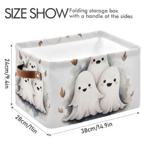 senya Halloween Storage Basket, Cute Little Ghosts Foldable Fabric Collapsible Storage Bins Organizer Bag for Storage Clothes