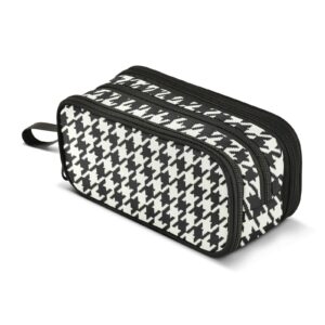 J JOYSAY Classic Houndstooth Pencil Case Pouch Big Capacity Pencil Bags with Zipper Portable Pencil Box Large Pencil Case Organizer for School College Travel Office