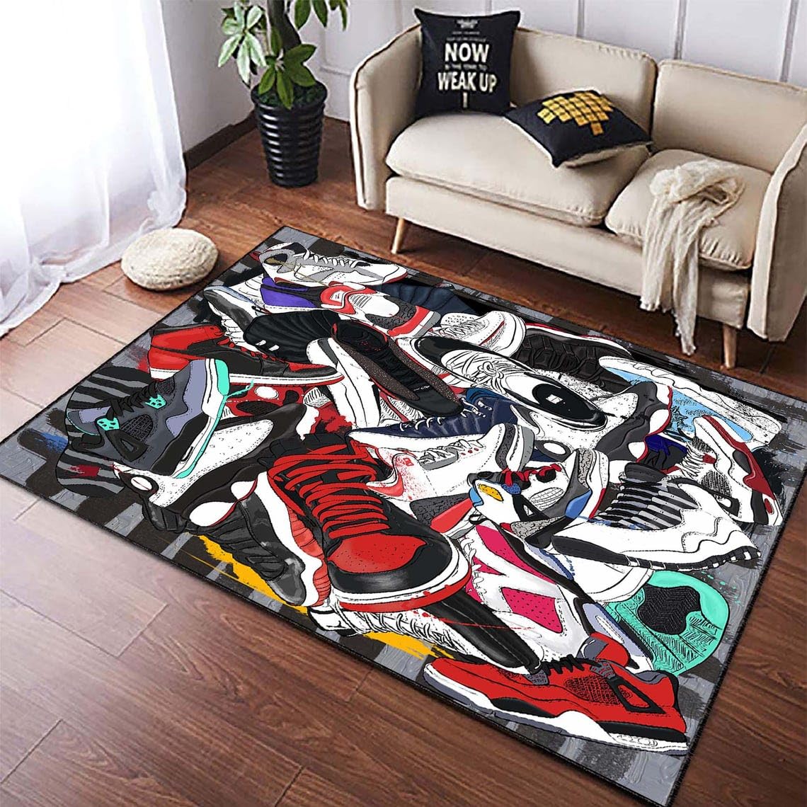 Generic Sneakers Rug, Sneakers, Shoes Rug, Street Rug, Cool Rug, Sneakers Decor Rug, Sneaker Art, Fashion Street Rug, 5.2 x 7.5 feet, Colourful