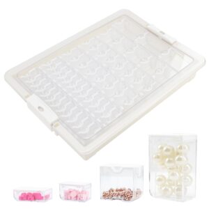 diamond bead organizer storage system, 50 tray containers, removable clear plastic snap shut lid solution for various rhinestone jewelry painting drill diy nail art cross stitch tool, other small item