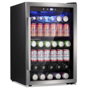 antarctic star beverage 4.4cu.ft refrigerator cooler -145 can mini fridge glass door for soda beer or wine, small drink dispenser, for home office or bar.