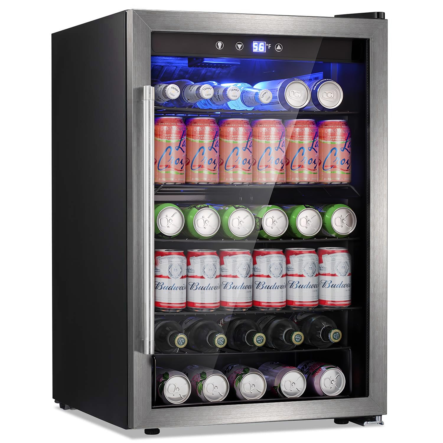 Antarctic Star Beverage 4.4Cu.Ft Refrigerator Cooler -145 Can Mini Fridge Glass Door for Soda Beer or Wine, Small Drink Dispenser, for Home Office or Bar.