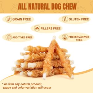 Amzey Chicken Wrapped Rawhides Dogs Treats, Rawhide Twist Chicken Hide Sticks, Puppy Training Snacks Sticks Dog Chews, All Natural 4 Resealable Bags, Total 24oz/ 1.5lb