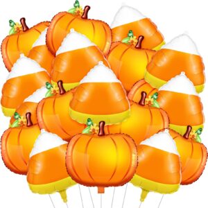 hungdao 20 pcs thanksgiving pumpkin balloons big candy corn balloons foil 20 inch fall balloon for halloween party supply birthday wedding decorations