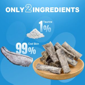 Amzey Cod Skin Dog Treats 24 OZ, High Protein Cod Fish Skin Rolls Rich in Omega-3, 100% Natural Dried Cod Fish Dog Chews for Teeth Cleaning, Pack of 4 Resealable Bags