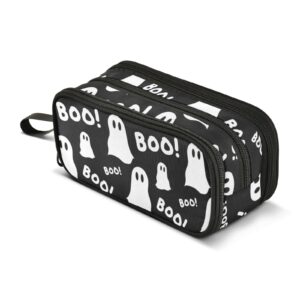 J JOYSAY Halloween Boo Ghosts Pencil Case Pouch Big Capacity Pencil Bags with Zipper Portable Pencil Box Large Art Bags for Adults Kids Teens