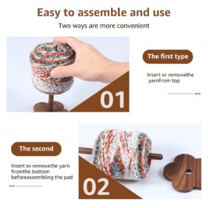 DJAPWPX Wrist Yarn Holder Portable Yarn Holder with Wrist and Crossbody Strap Wooden Yarn Spinner Lightweight Yarn Ball Holder Compact Yarn Minder for Crocheting Knitting Craft Lovers Beginners