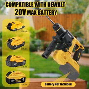 Wellanpower 7/8" Rotary Hammer Drill for Dewalt 20V MAX Battery, Brushless SDS Rotary Hammer 1400 RPM with Safety Clutch, 2.2 Joules Power Drill for Concrete/Masonry (Battery not included)