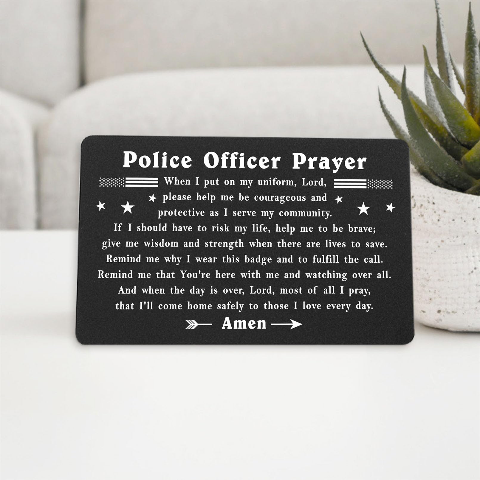 TGCNQ Police Officer Prayer Card - Police Gifts Prayer Engraved Wallet Card Insert - Police Officer Gifts for Men Women Police Graduates