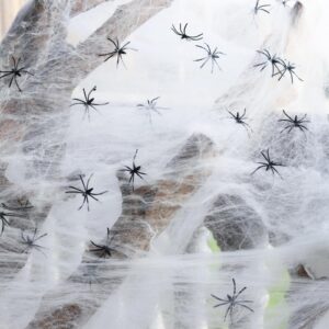 850sqft halloween spider web decorations - haunted house indoor outdoor wall door party supplies props,with spiders