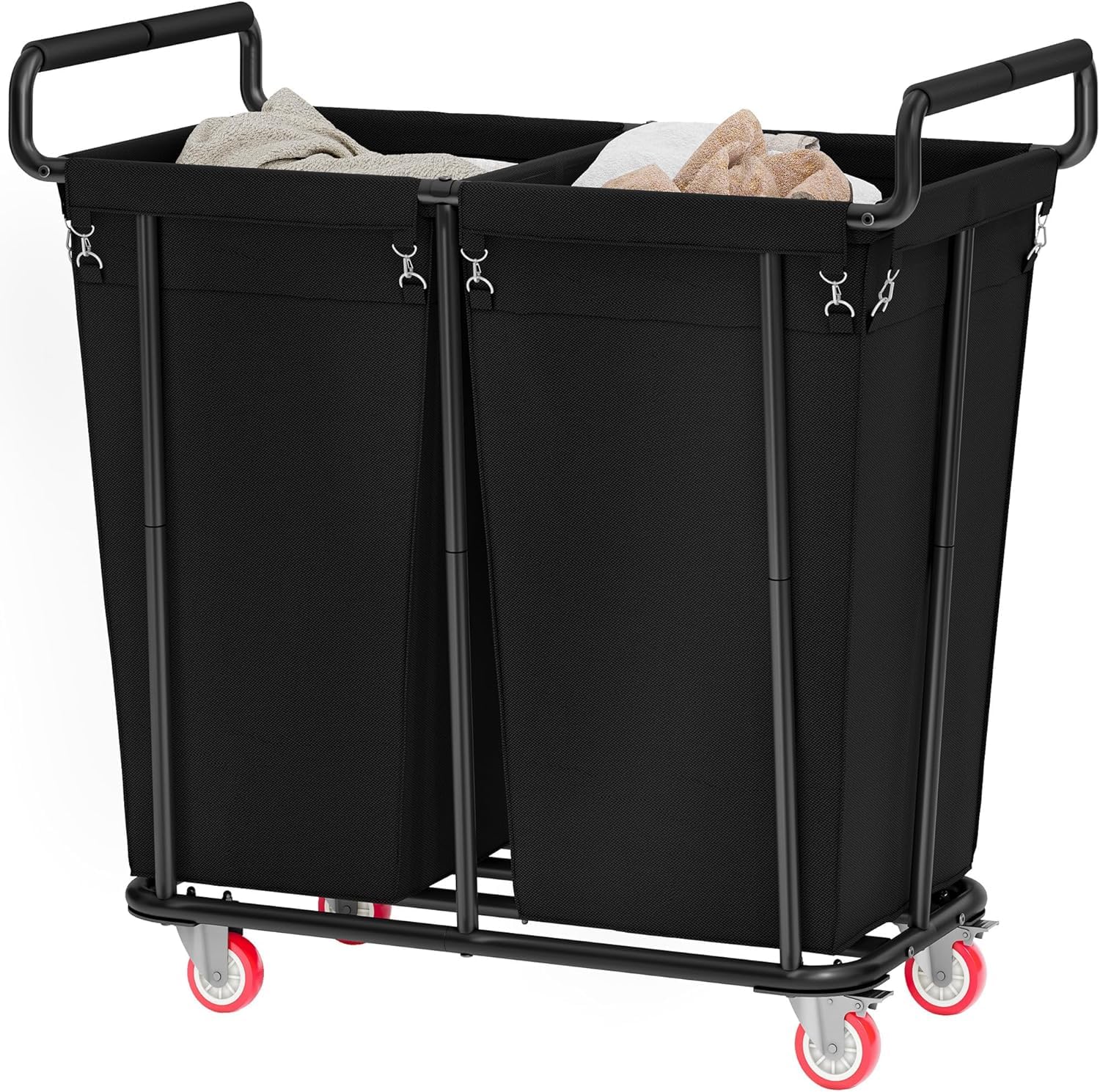 2 Section Laundry Hamper with Wheels 360L Large Rolling Laundry Sorter Cart for Clothes Storage Heavy Duty Laundry Basket with Lockable Wheels Clothes Hamper for Laundry & Bedroom