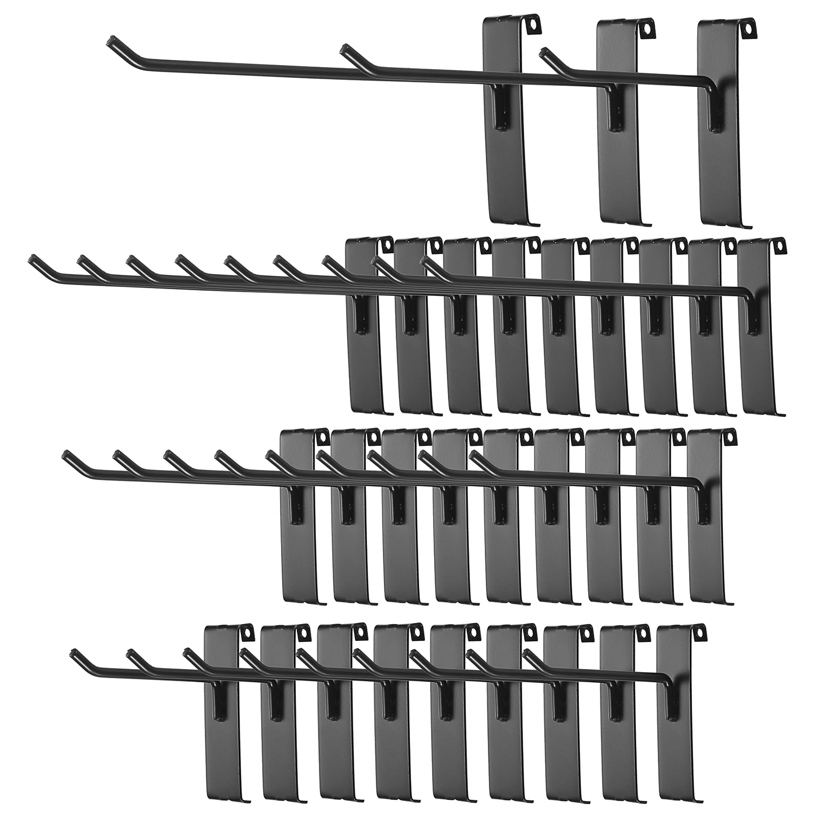 Sumnacon Gridwall Hooks 30 Pcs 4/6/8 Inch Hooks for Grid Wall Panel Notch Grid Wall Hanging Hooks Sturdy Metal Display Hooks for Grid Wall for Craft Show Retail Home Garage Dispaly,Black