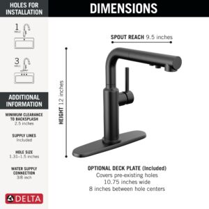 Delta Faucet Daneri Pull-Out Kitchen Faucet, Black Kitchen Faucets with Pull-Out Sprayer, Kitchen Sink Faucet, Faucet for Kitchen Sink with Magnetic Docking, Matte Black 16879-BL-DST