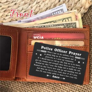 TGCNQ Police Officer Prayer Card - Police Gifts Prayer Engraved Wallet Card Insert - Police Officer Gifts for Men Women Police Graduates