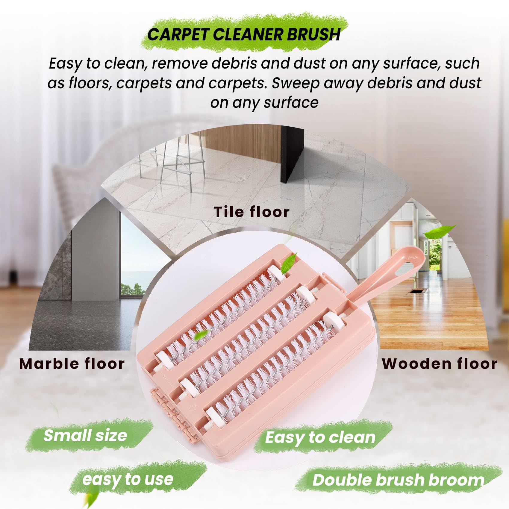 Beuiouer Carpet Cleaner Brush Sweeper Dirt Handheld Sofa Bed Pet Hair Debris Dirt Fur Roller Brush Household Cleaning Tool