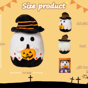 Ziyutam Halloween Ghost Pumpkin Stuffed Animal Trick or Treat 9.4" Halloween Plushies Ghost Plush Toys Halloween Ghost Pillow Gifts for Boys Girls Spooky Indoor Outdoor Home Party Decorations